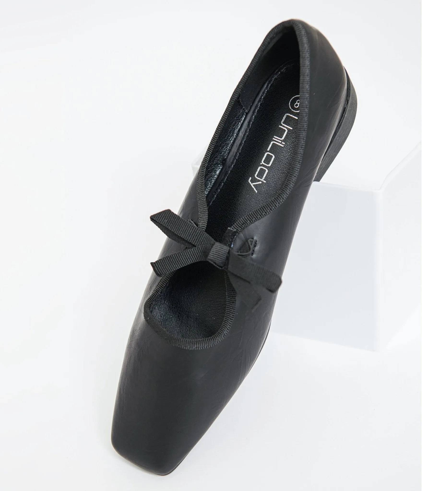 1960s Black Leatherette Bow Strap Flats