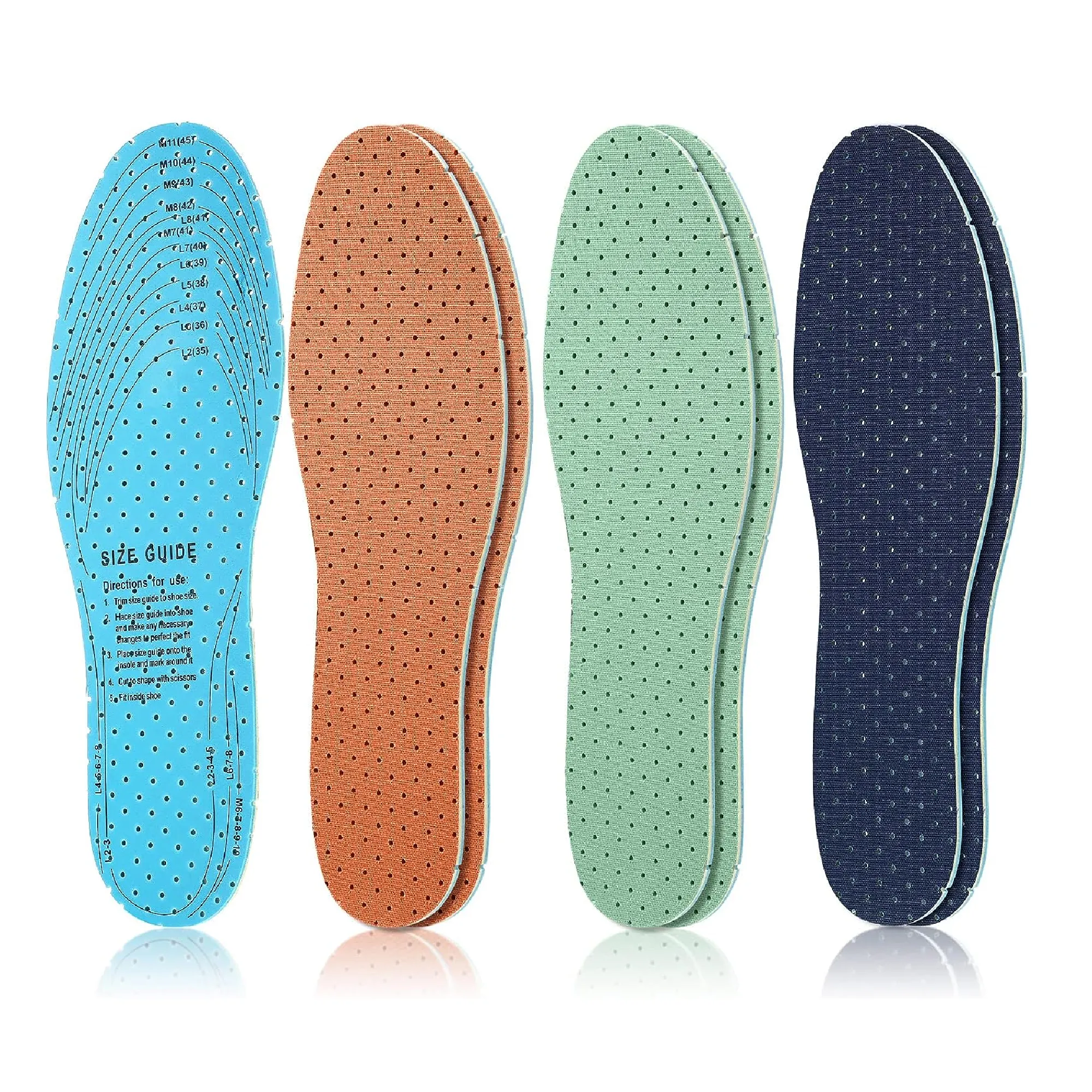 3 Pairs Breathable Shoe Insoles Inserts Ultra Soft Cushioning Walking Comfort Insoles Double Layer Latex Foam Perforated Insoles Replacement Insoles for Men 7-11 Woman 2-8