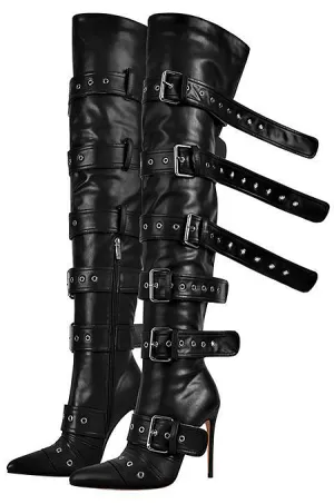 ‘Acconcia’ Buckled Thigh High Boots