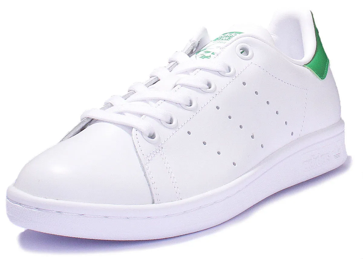 Adidas Stan Smith Leather Trainers In White Green For Women