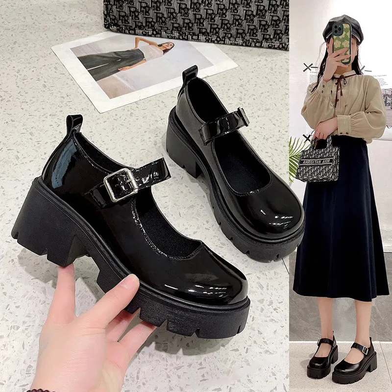 Aiertu Shoes Platform Shoes Heels  Women Japanese Style Vintage Pumps for Women College Student Women's Shoes