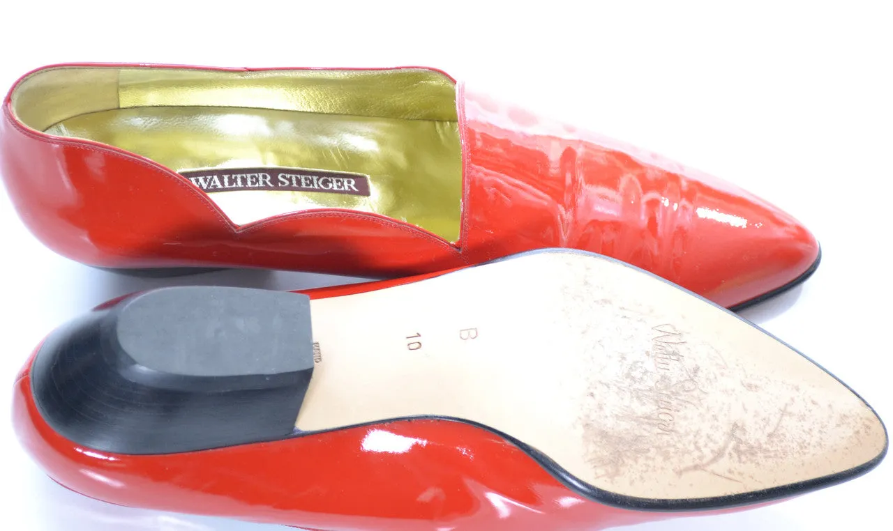 Amazing Vintage Walter Steiger Red Patent Leather Shoes Size 10