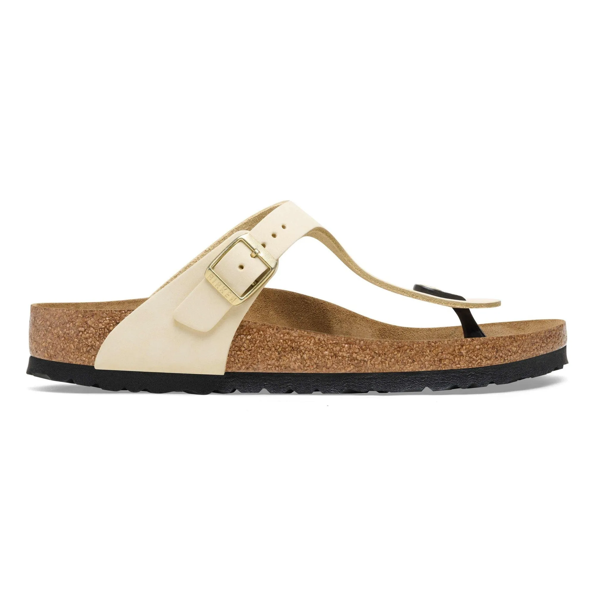 Birkenstock Gizeh Leather Ladies Ecru Nubuck Arch Support Buckle Sandals