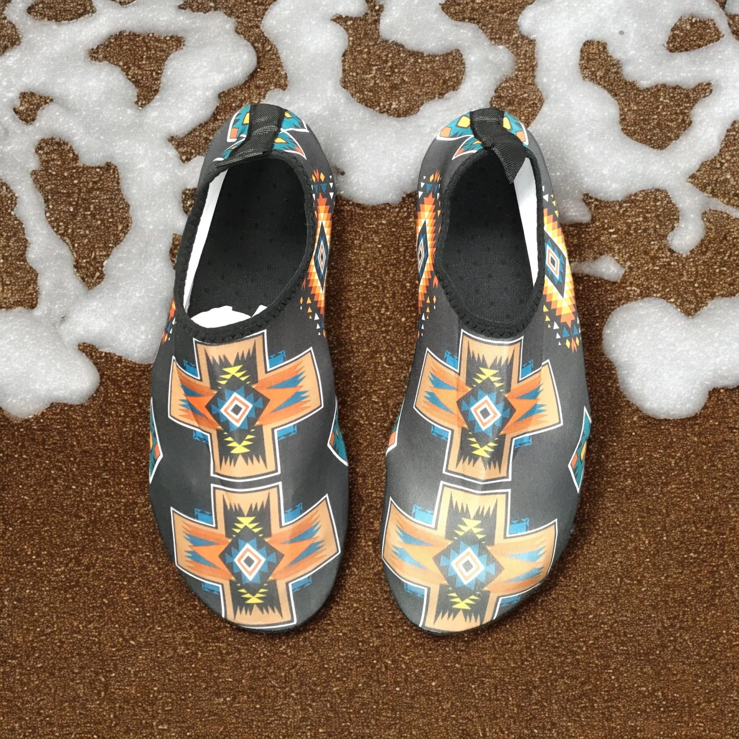 Black Native Print American Aqua Shoes