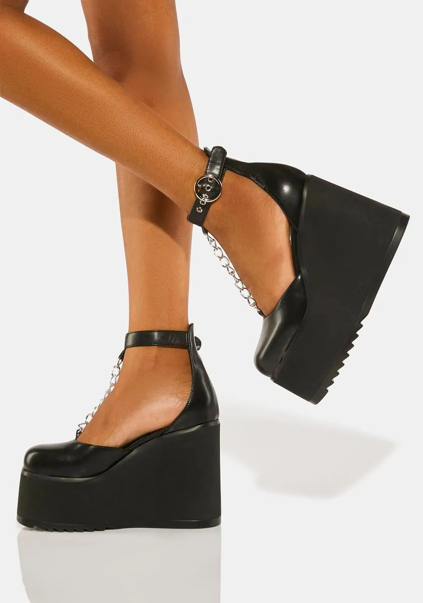 Black No Roof Platform Sandals