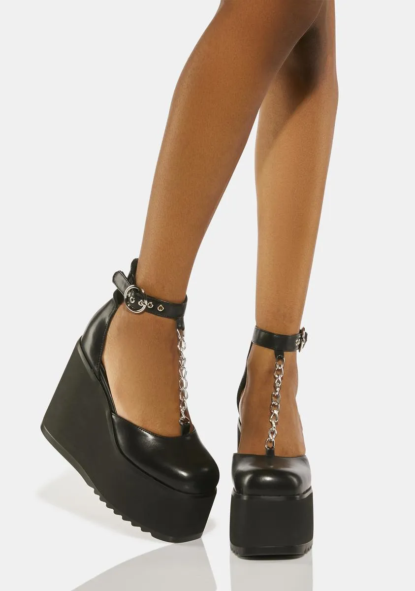 Black No Roof Platform Sandals