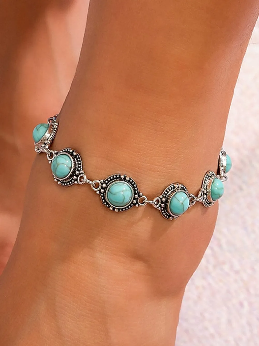 Bohemian Mint Opal Adjustable Anklet