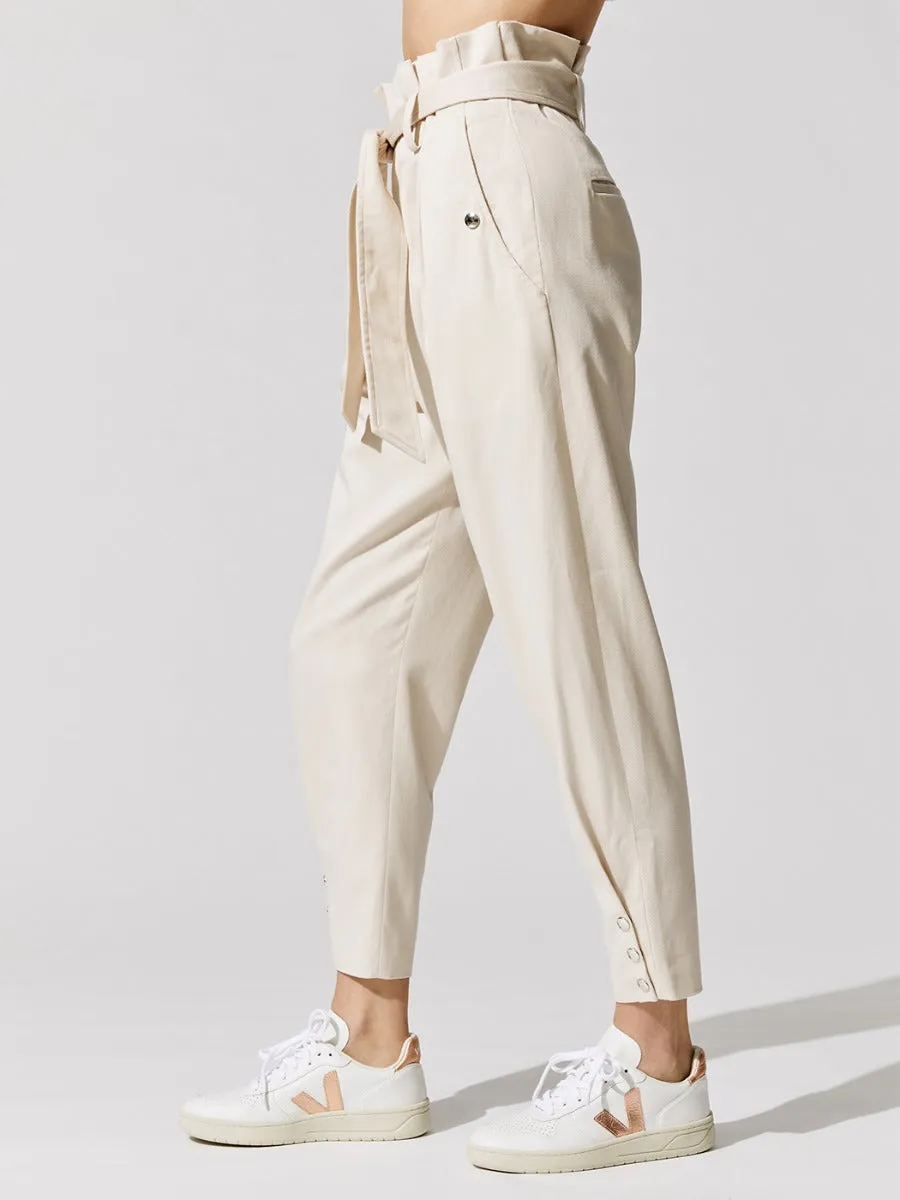 Borcie Paper Bag Waist Pants - Ecru