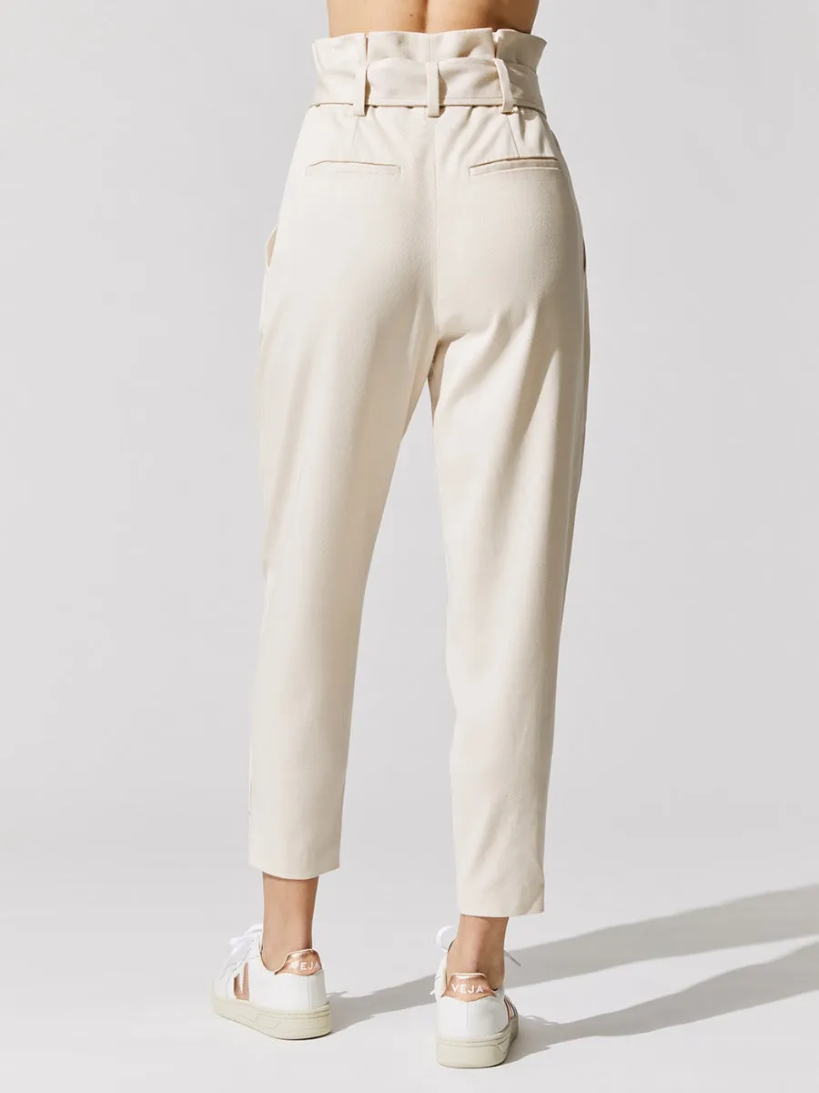 Borcie Paper Bag Waist Pants - Ecru