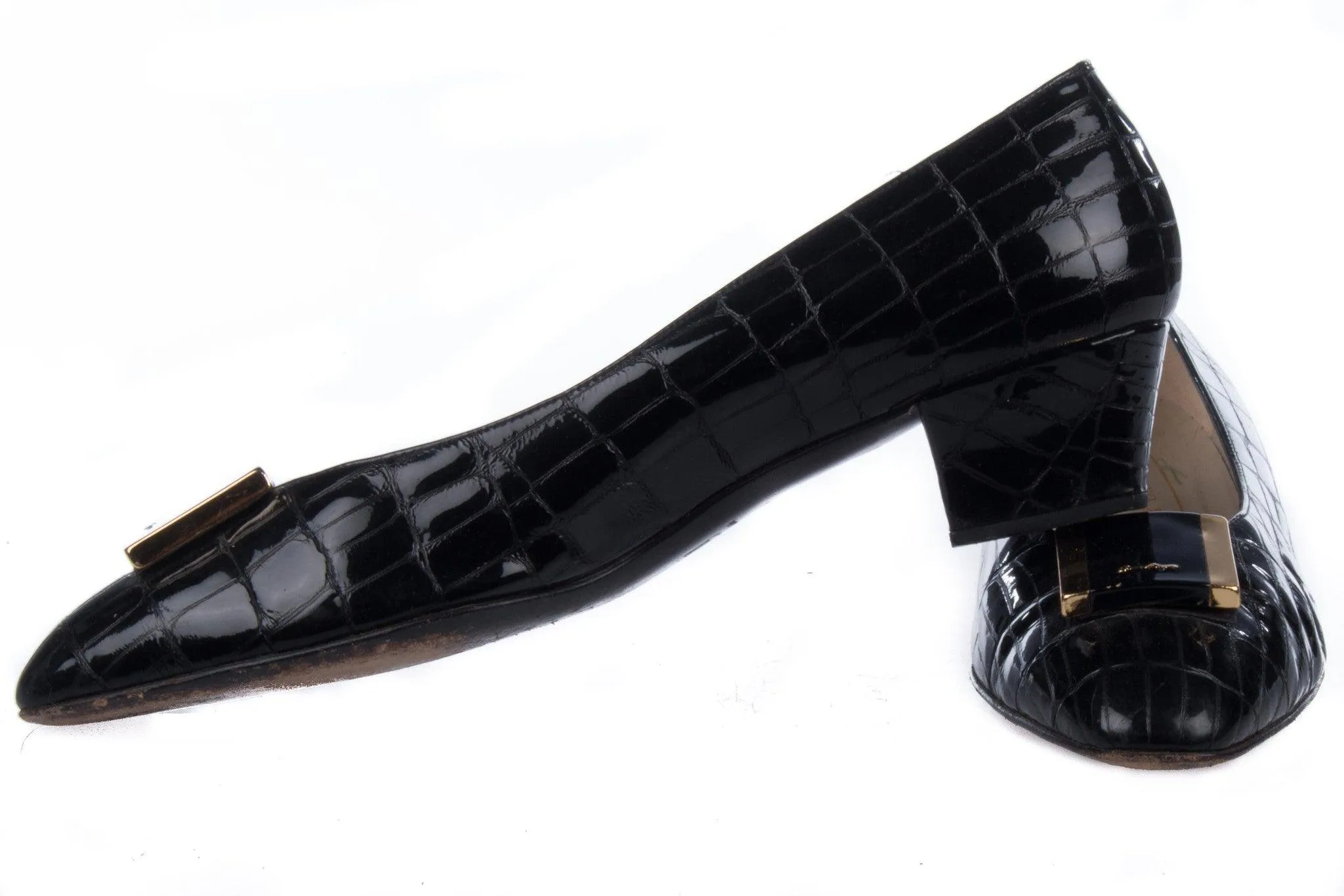 Bruno Magli black patent shoes with toe detail size 41 (UK 8)