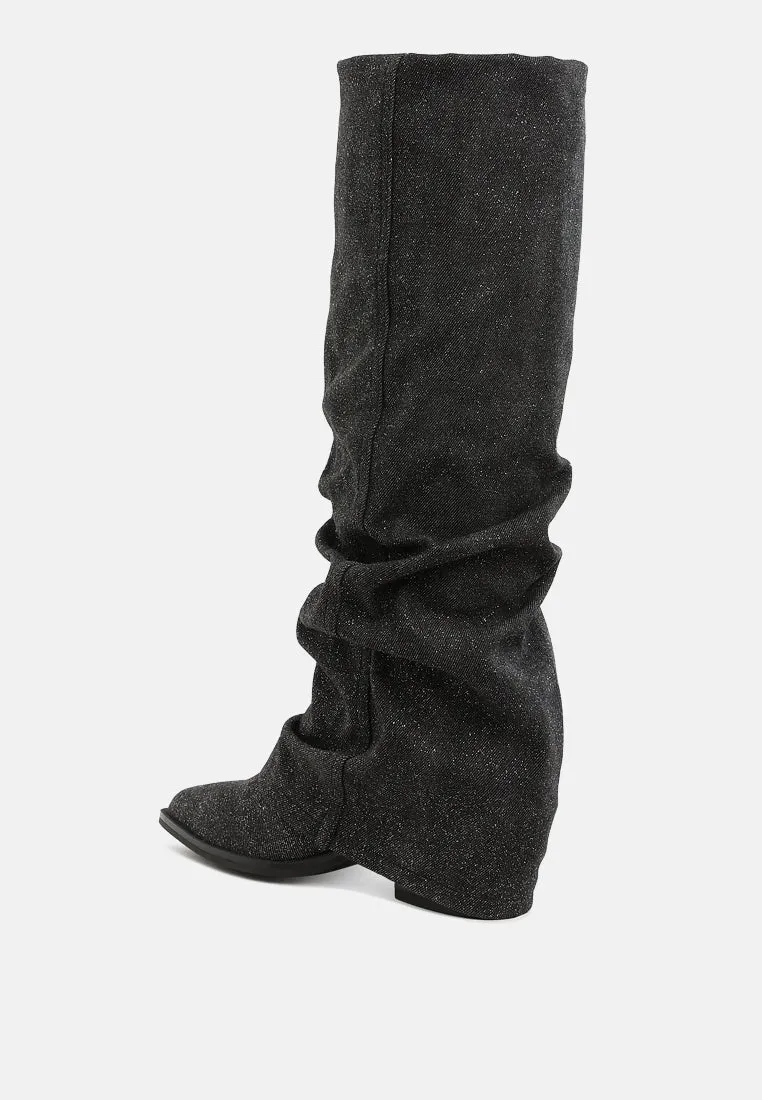 Capella Fold-Over Slouchy Denim Boot