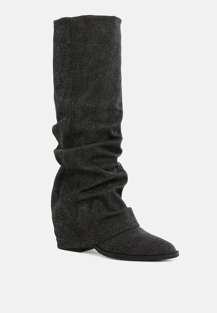 Capella Fold-Over Slouchy Denim Boot