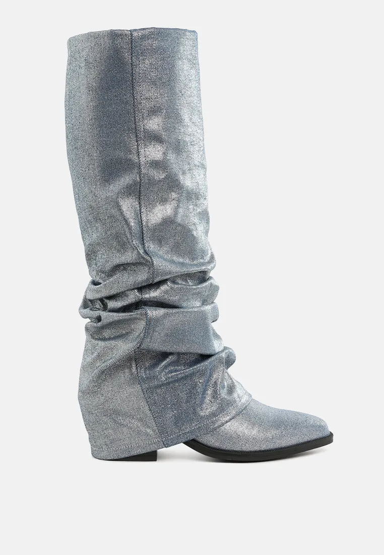 Capella Fold-Over Slouchy Denim Boot