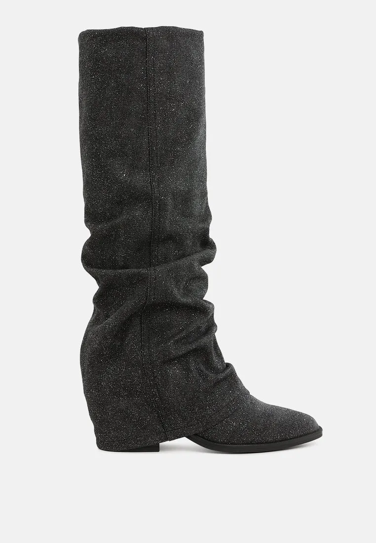 Capella Fold-Over Slouchy Denim Boot