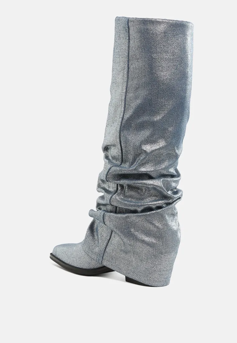 Capella Fold-Over Slouchy Denim Boot