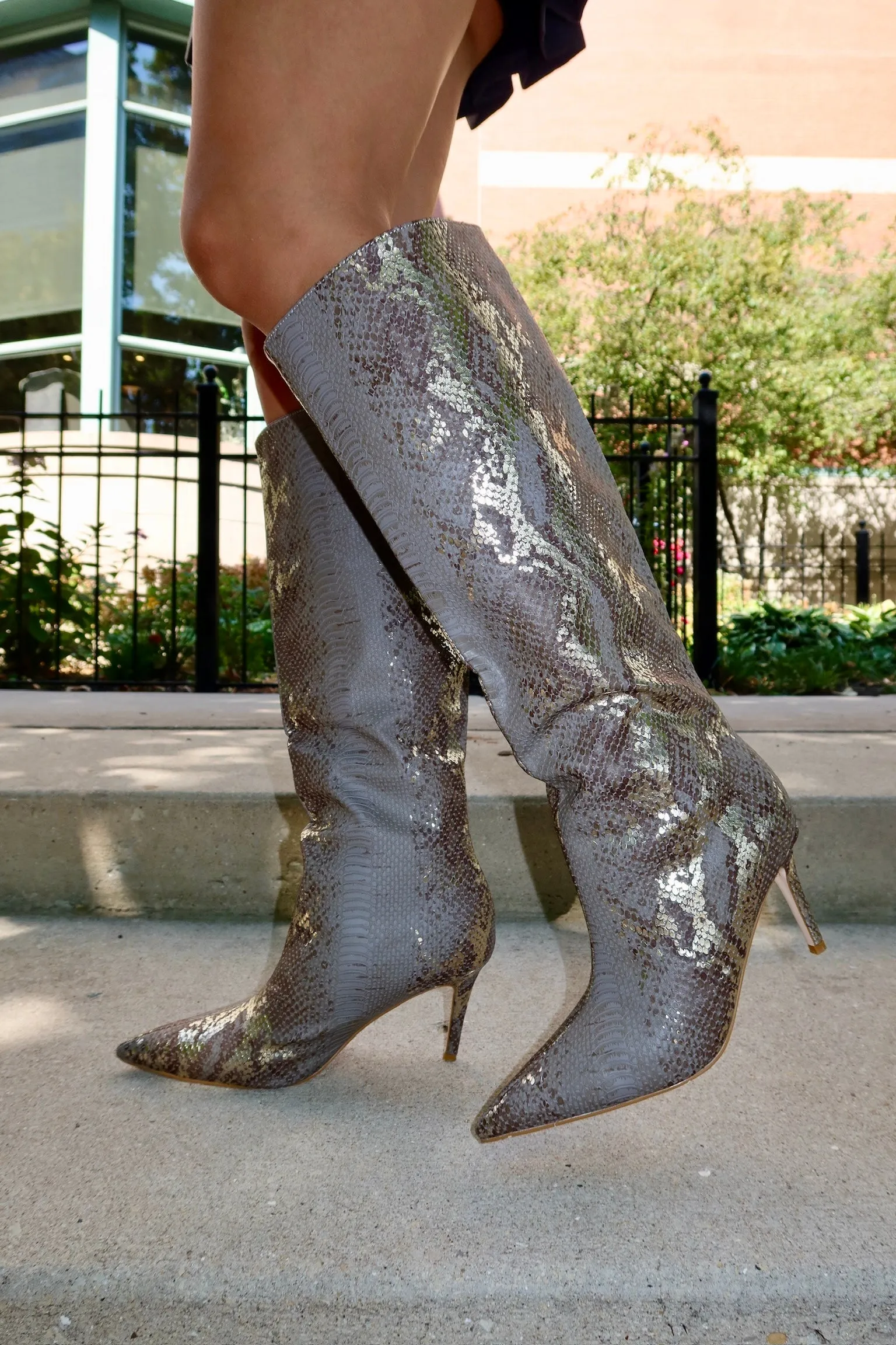 CASHY-BROWN SNAKE STILETTO BOOT