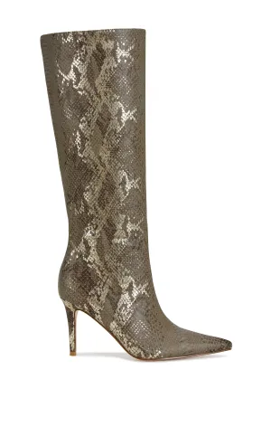 CASHY-BROWN SNAKE STILETTO BOOT