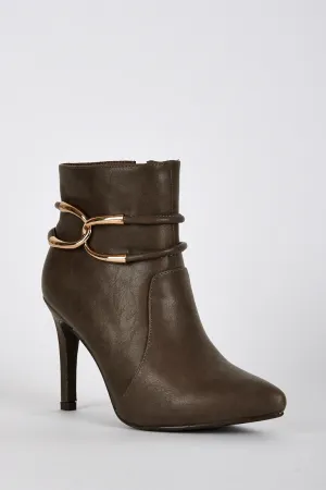 Chic Ankle Detail Pointed Toe Heeled Boots