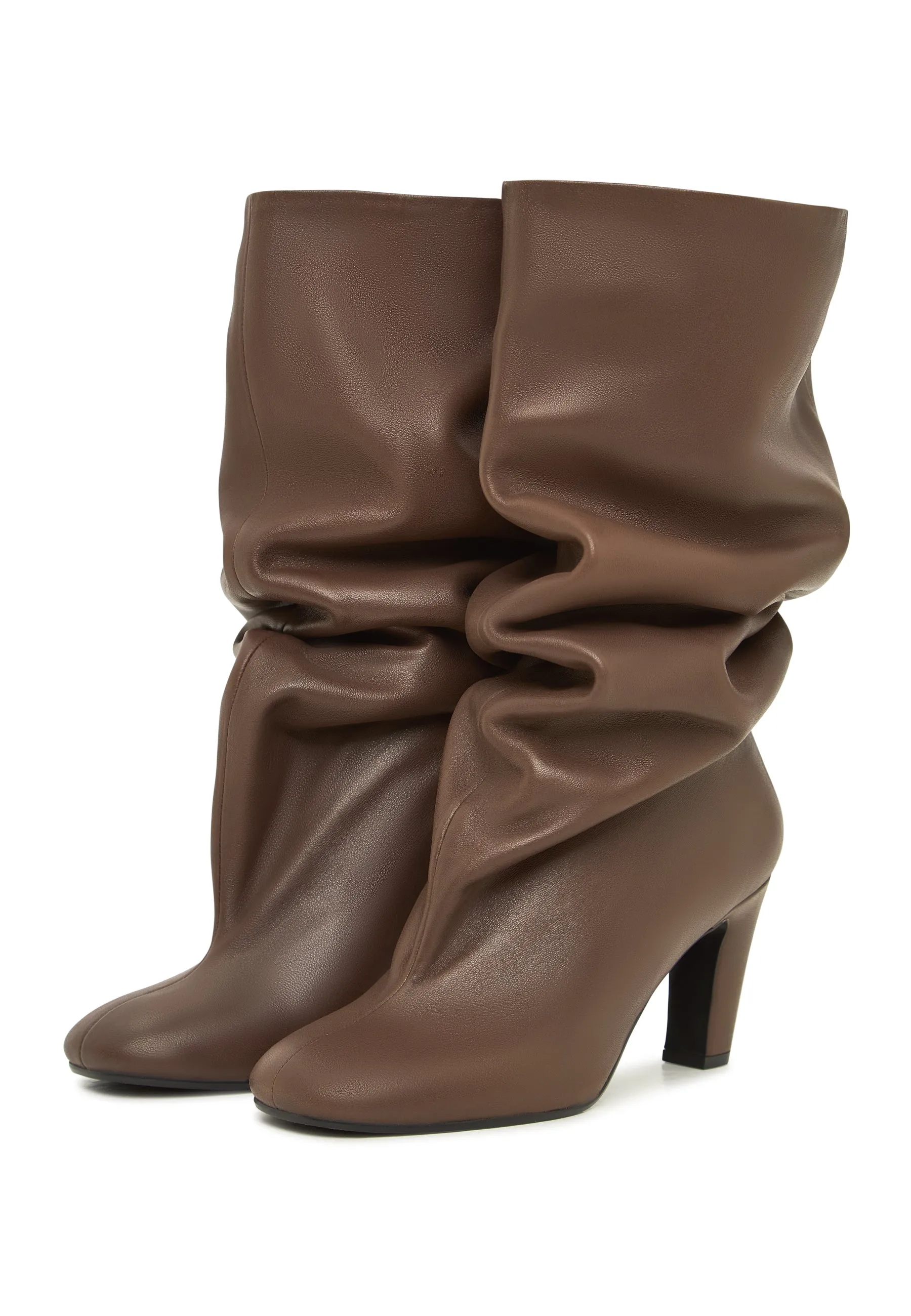 Chic Slouchy Mid-Calf Boots Ada - Brown