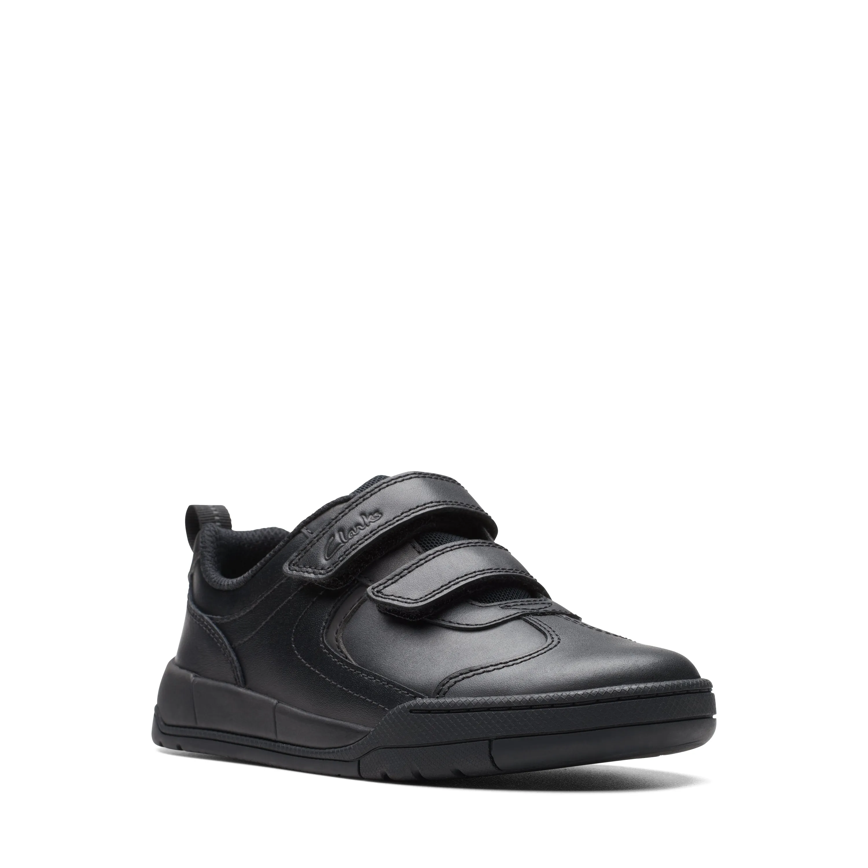 Clarks Kick Pace Boys Black School Shoe