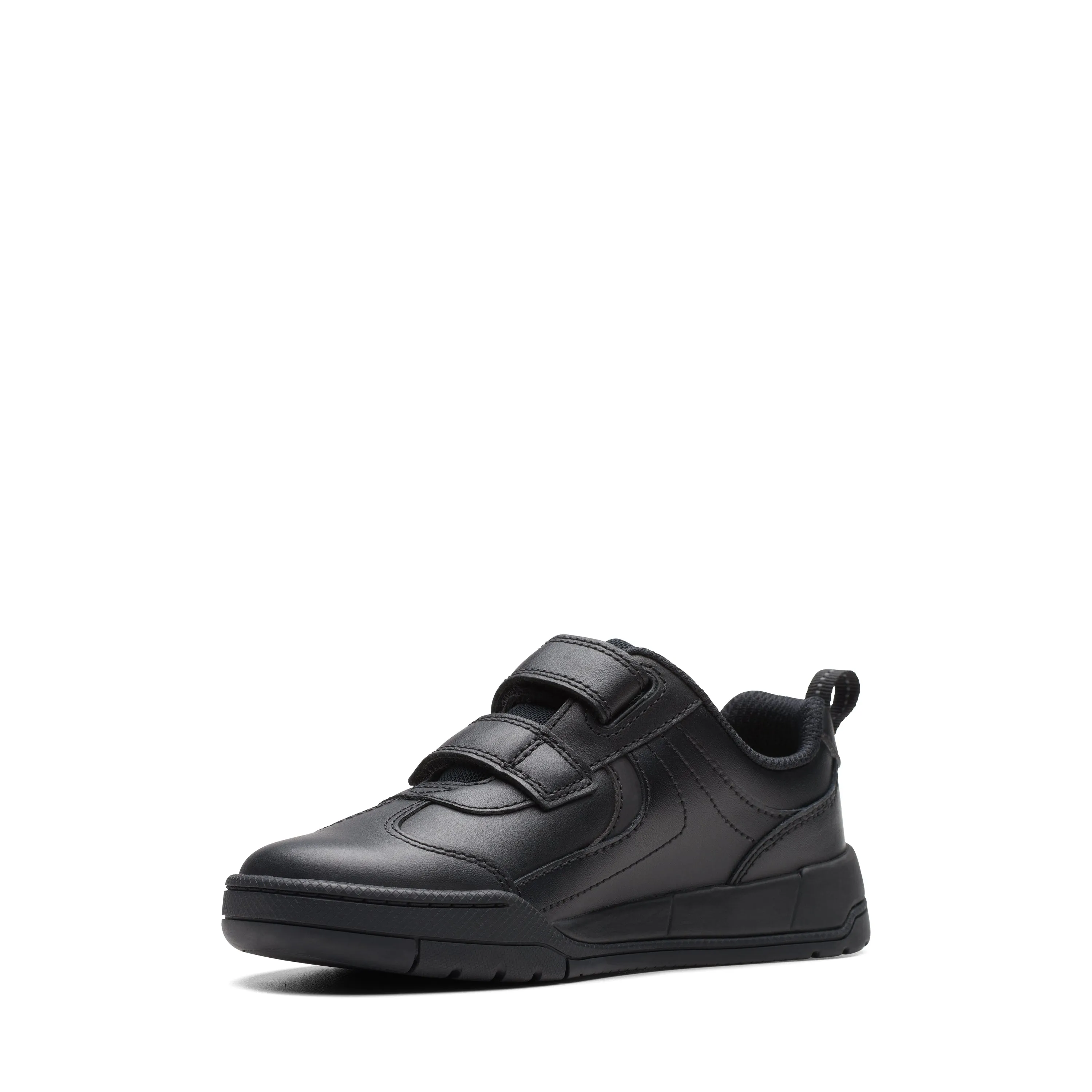 Clarks Kick Pace Boys Black School Shoe