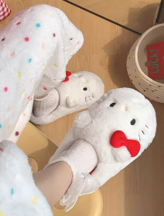 Cute Kitty Fuzzy House Slippers