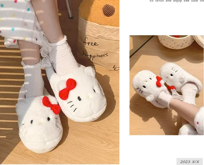 Cute Kitty Fuzzy House Slippers