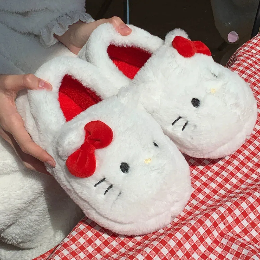 Cute Kitty Fuzzy House Slippers