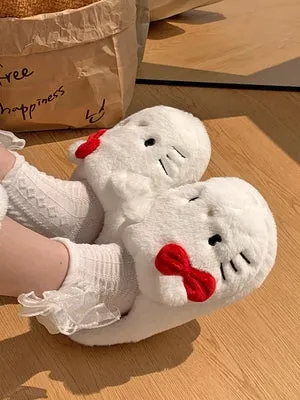 Cute Kitty Fuzzy House Slippers