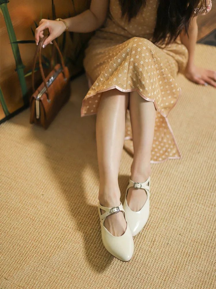 Goodbye Anne 再见安妮 1920s Recreation Cowhide Leather Shoes