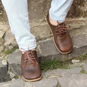 Handmade Barefoot Leather Shoes Crazy Classic Brown for Men