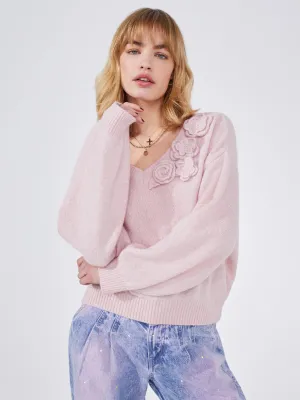 Hayley Menzies Alma Alpaca Crochet Flower Jumper Pink