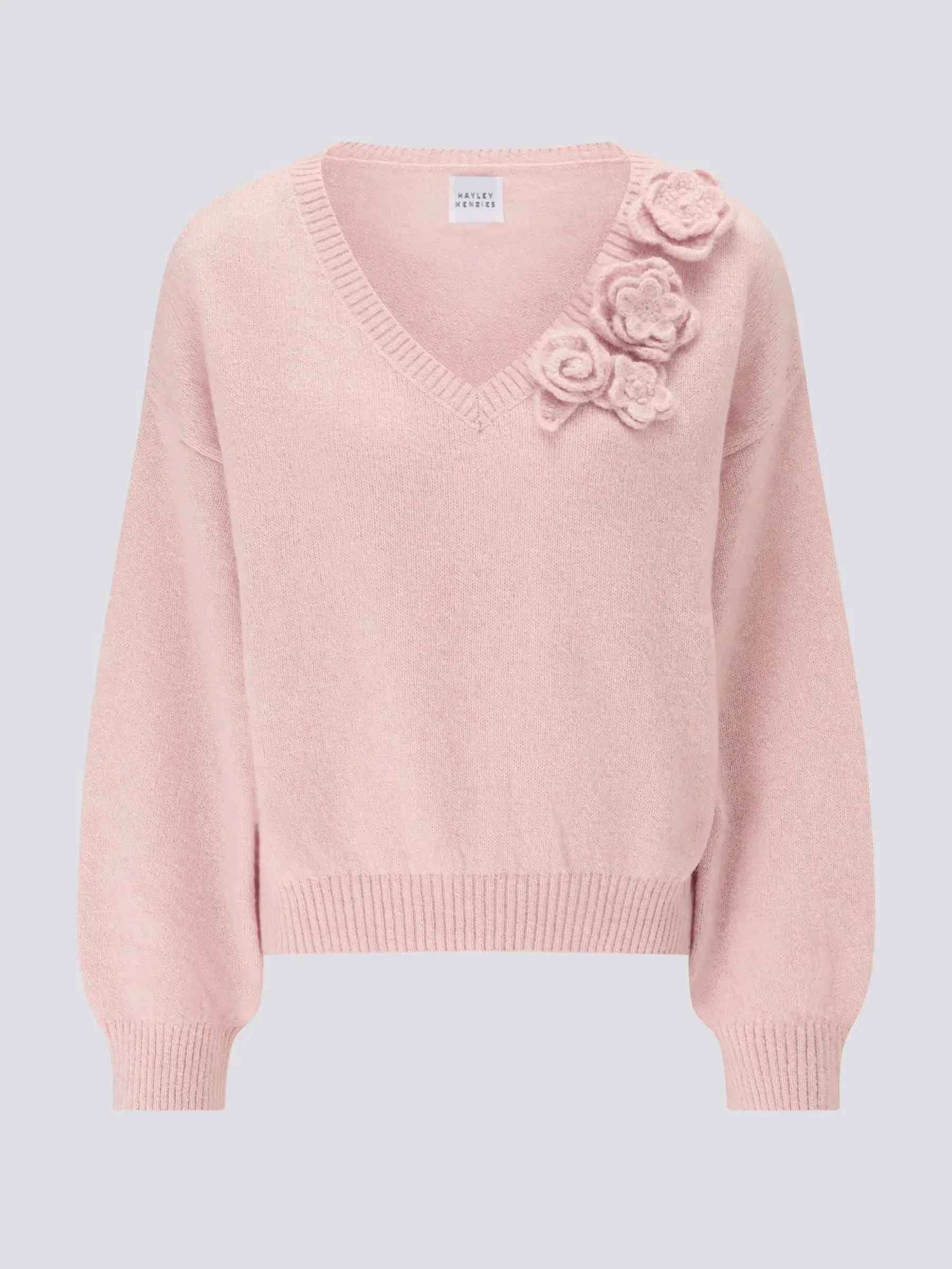 Hayley Menzies Alma Alpaca Crochet Flower Jumper Pink