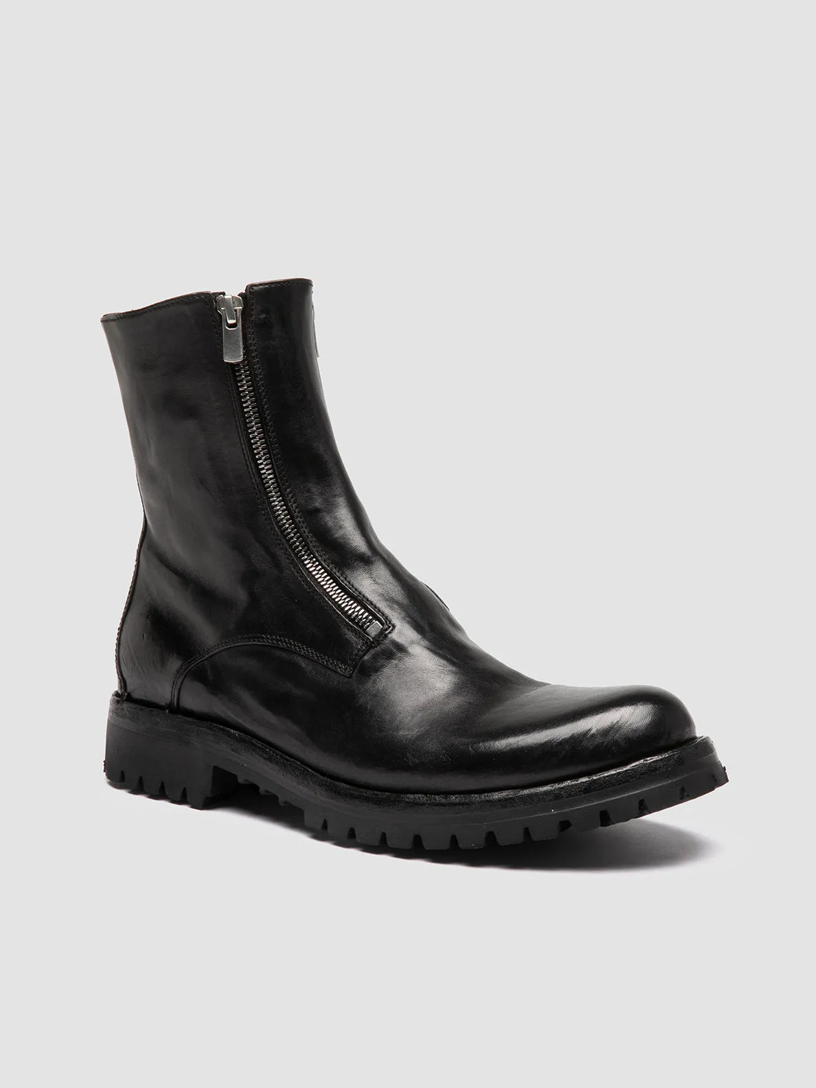 IKONIC 012 - Black Leather Zipped Boots