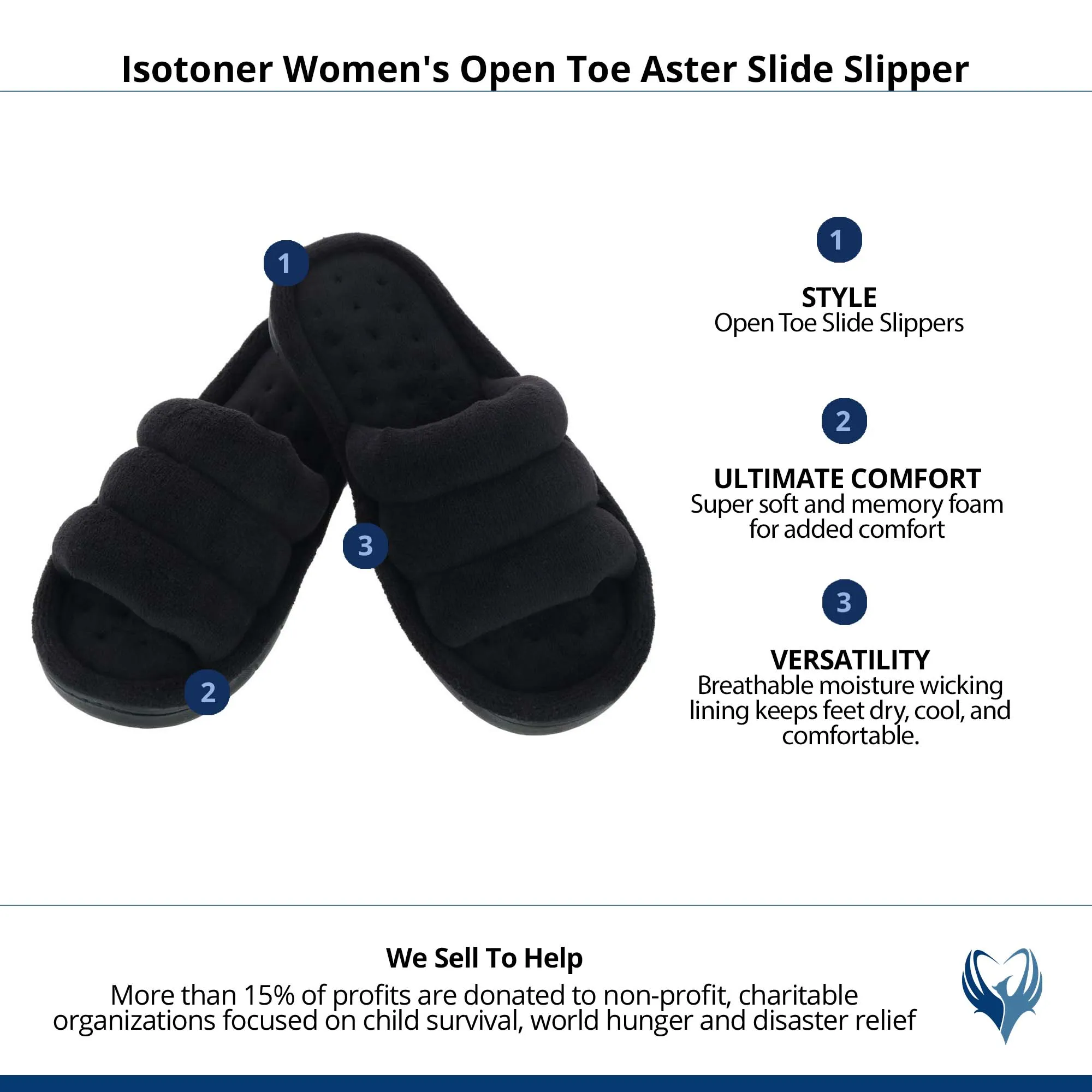 Isotoner Women's Open Toe Aster Slide Slipper