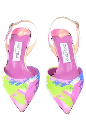 Jimmy Choo Pink Floral Shoes Slingback Heels Size 7