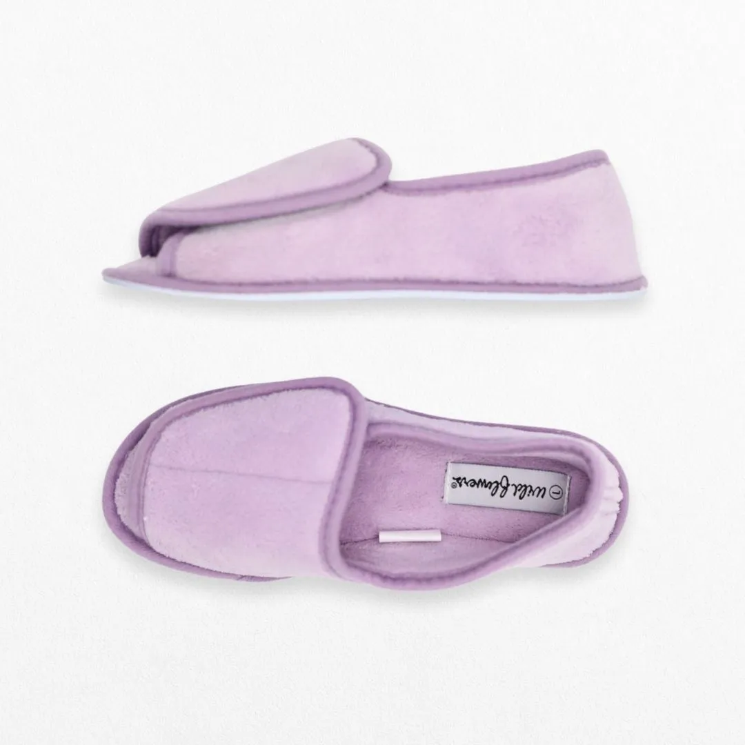 Ladies Open Toe Wide Width Velcro Slippers