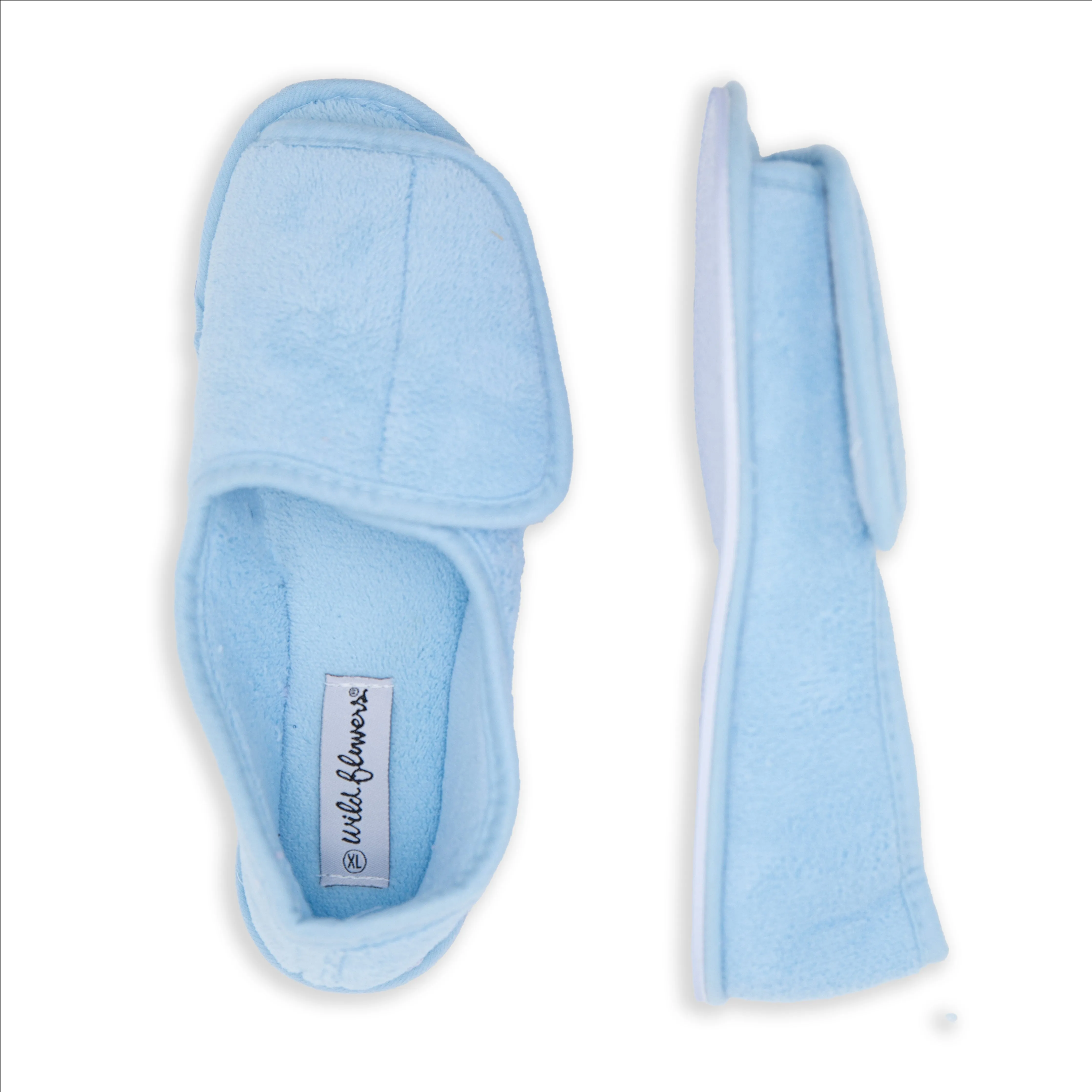 Ladies Open Toe Wide Width Velcro Slippers