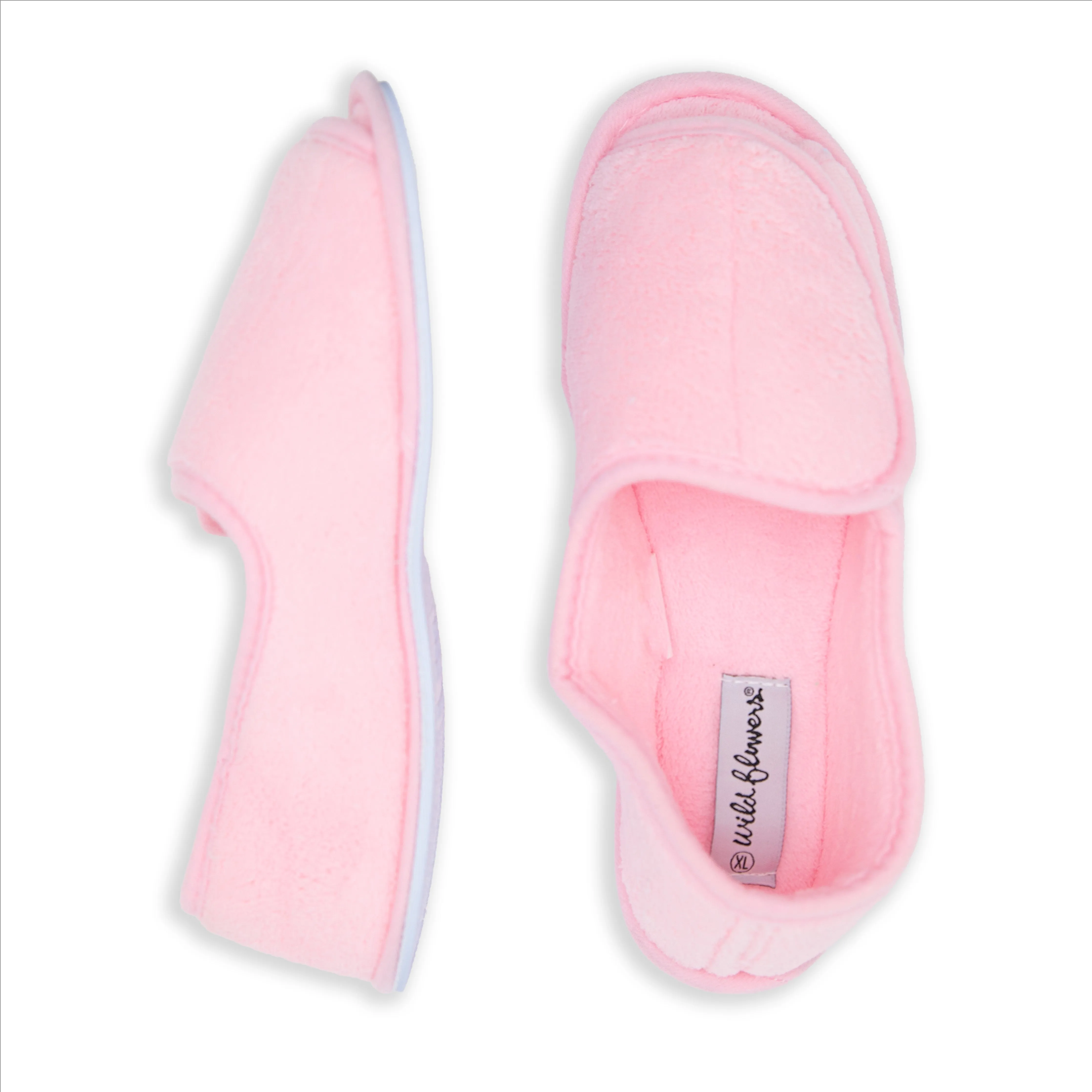 Ladies Open Toe Wide Width Velcro Slippers