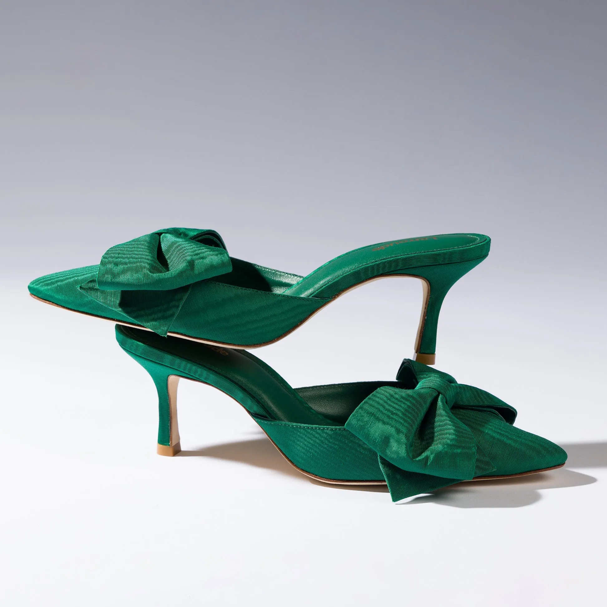 Larroude Mini Elle Pump In Emerald Fabric