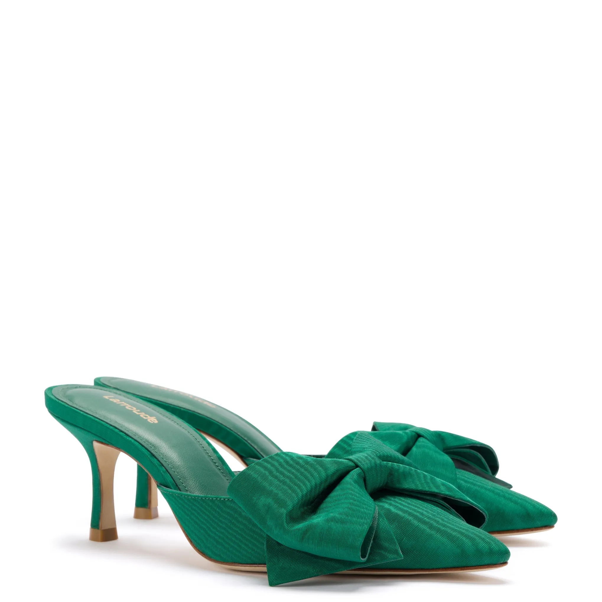 Larroude Mini Elle Pump In Emerald Fabric