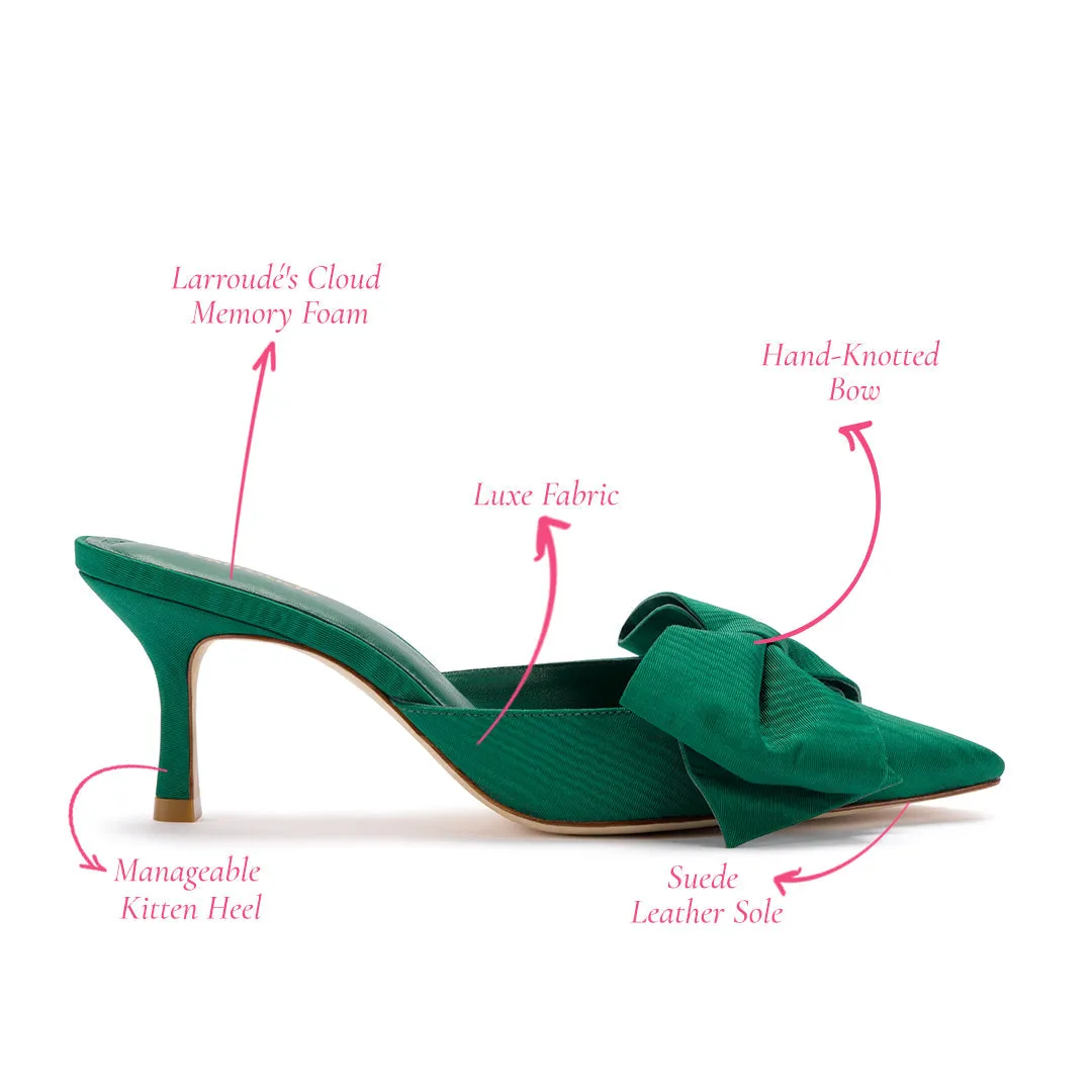 Larroude Mini Elle Pump In Emerald Fabric