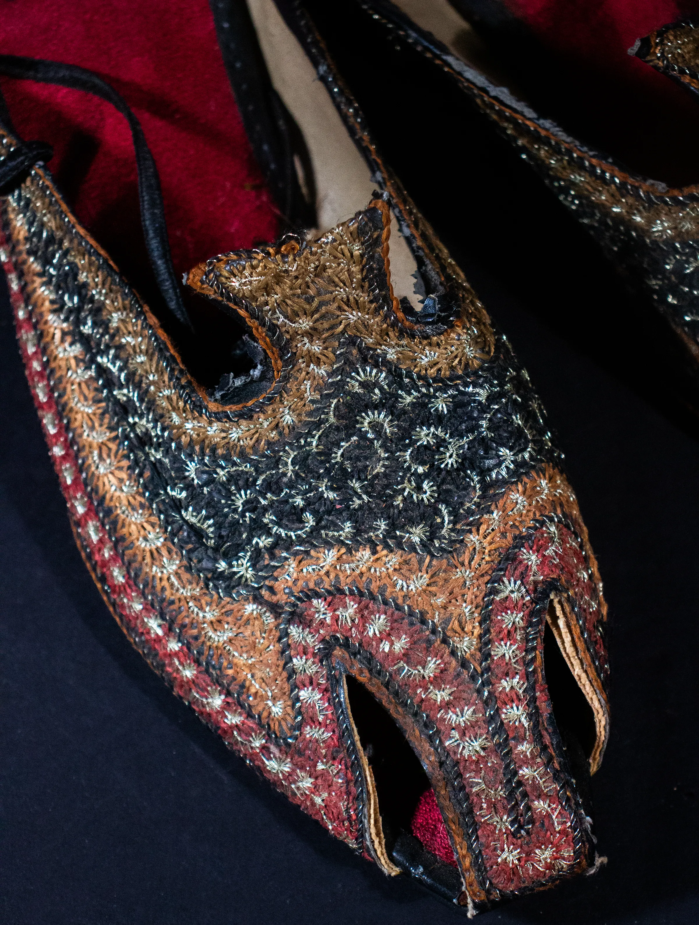 Leather Shoes Embroidered with Gold