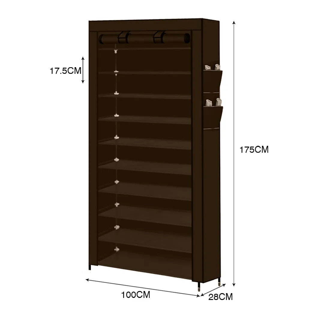 Levede 2pcs 10 Tier Shoe Rack Storage Brown