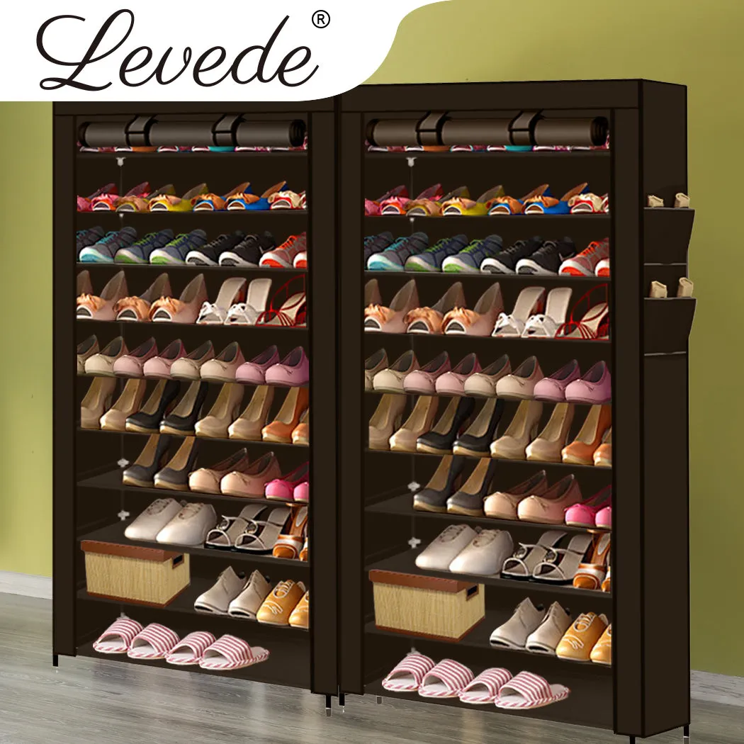 Levede 2pcs 10 Tier Shoe Rack Storage Brown