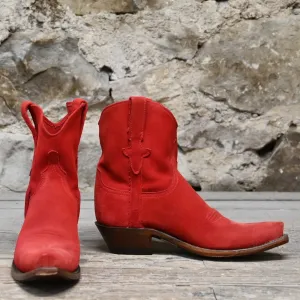 Lucchese Ladies Red Suede Bootie