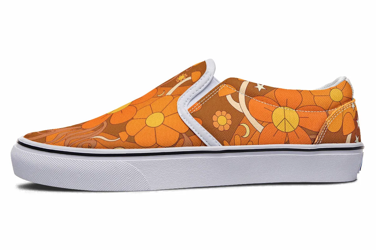 Molly's Mismatched Retro Daisies Slip Ons