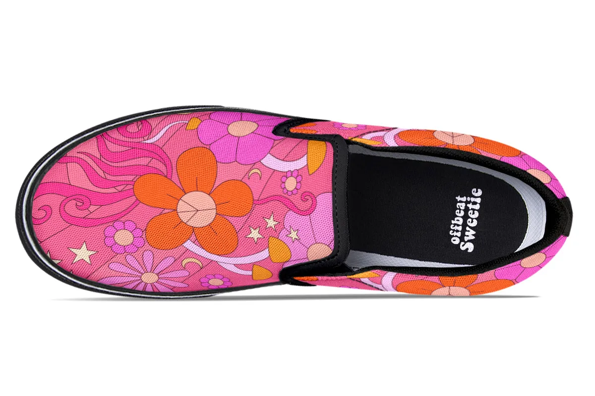 Molly's Mismatched Retro Daisies Slip Ons