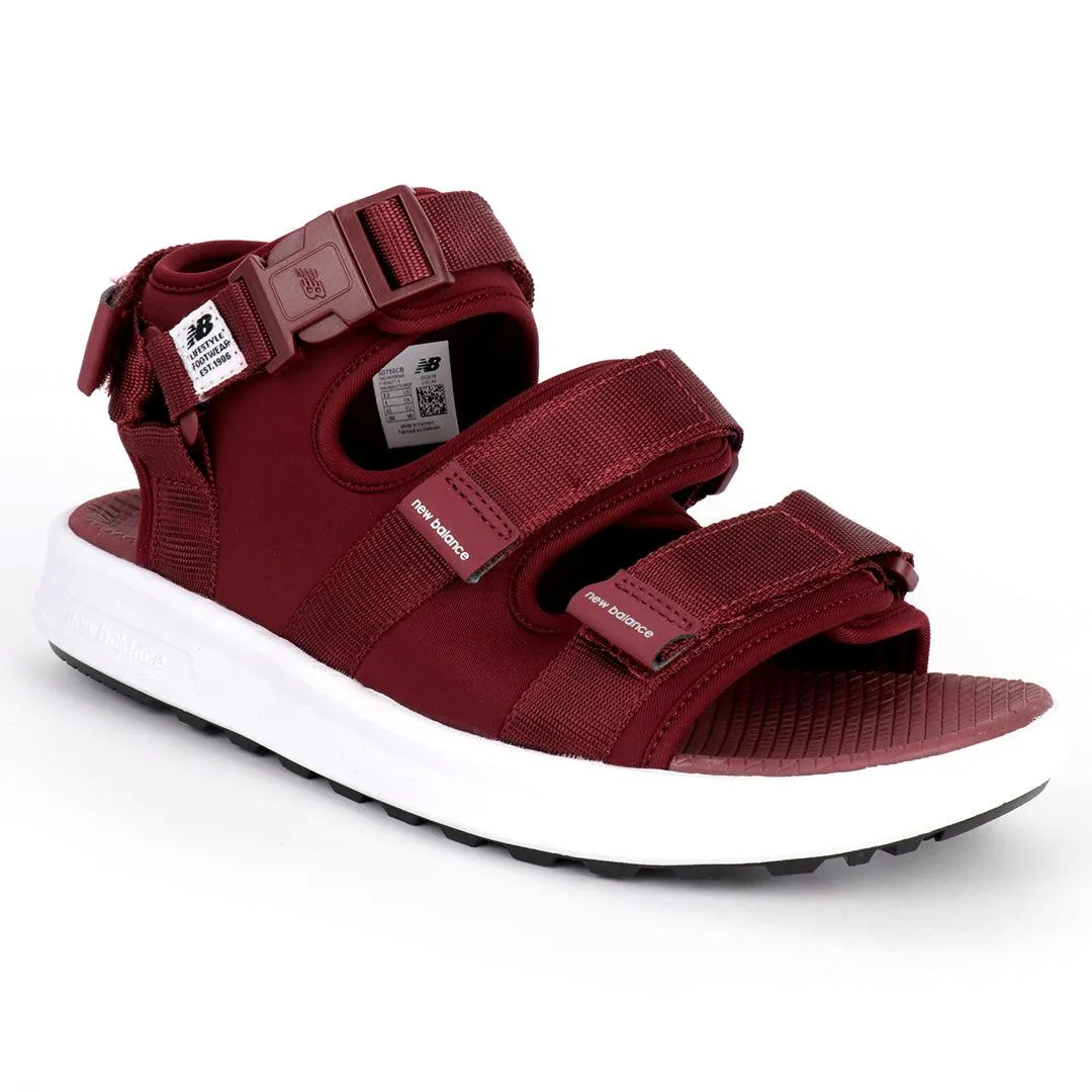 NB Three Straps All Wine With White Sole Sandal