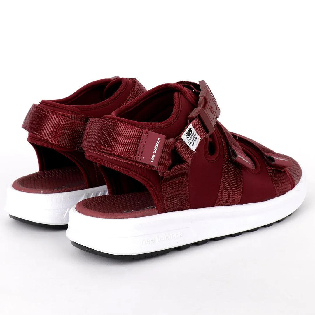 NB Three Straps All Wine With White Sole Sandal